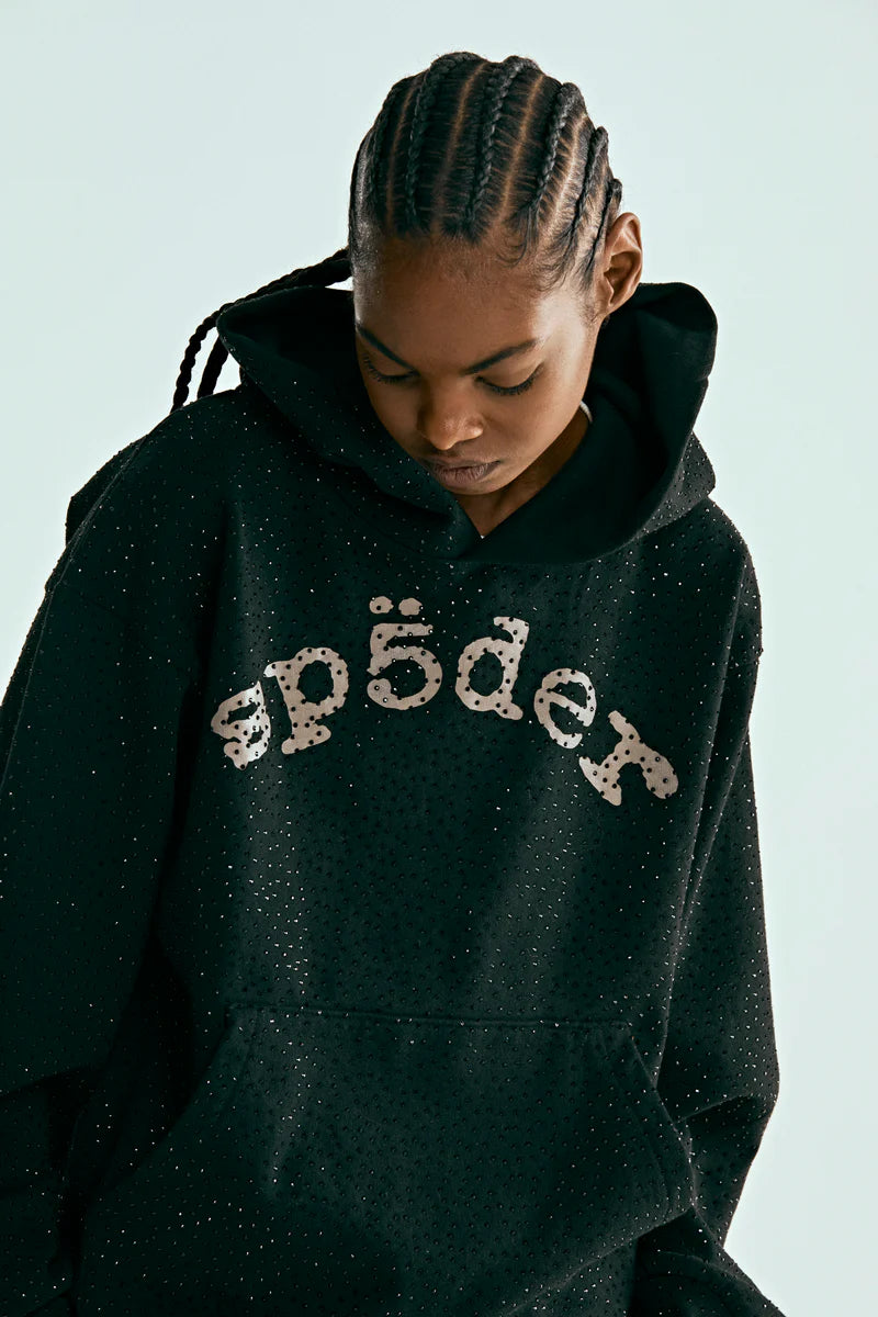 Reflective Rhinestone Spider Hoodie